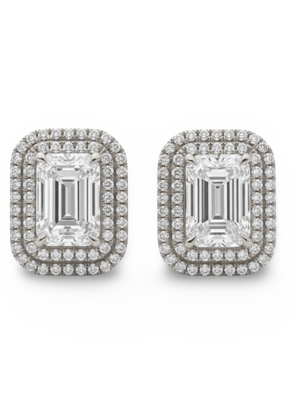 Nava Emerald Cut Lab Diamond Solitaire Earrings - Jewelslane