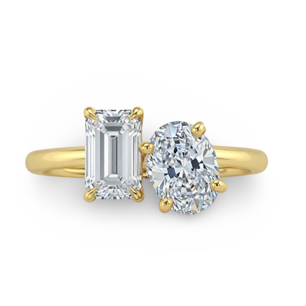 Navya Oval and Emerald cut Lab Diamond Solitaire ring - Jewelslane