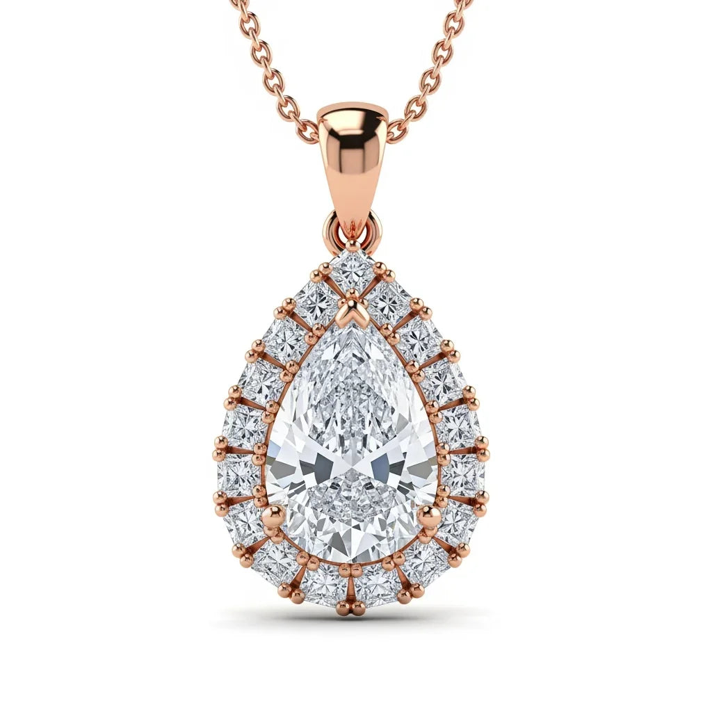 Niki Pear Shape Lab Solitaire Diamond Pendant - Jewelslane