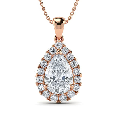 Niki Pear Shape Lab Solitaire Diamond Pendant - Jewelslane
