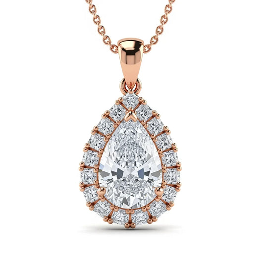 Niki Pear Shape Lab Solitaire Diamond Pendant - Jewelslane