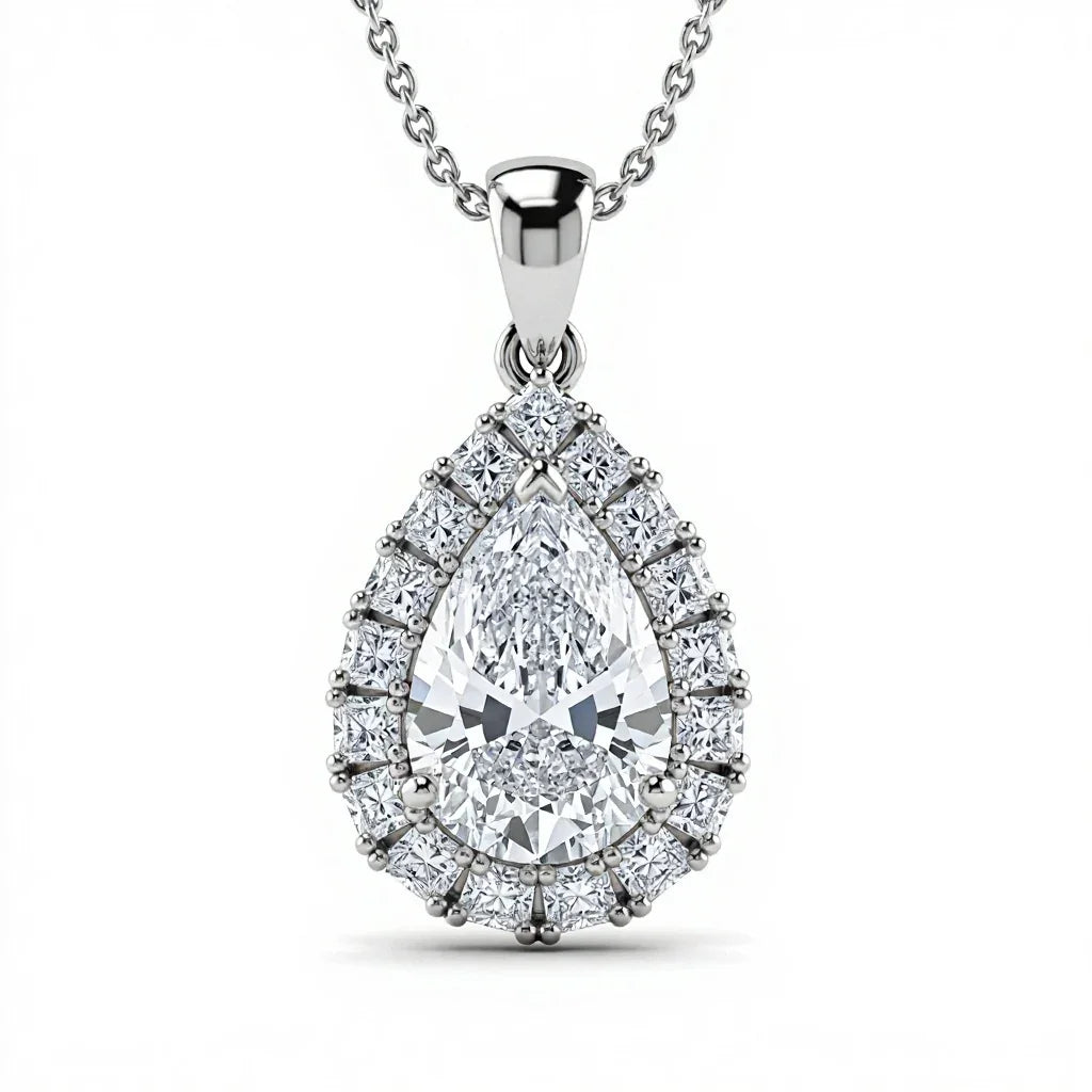 Niki Pear Shape Lab Solitaire Diamond Pendant - Jewelslane