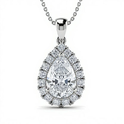 Niki Pear Shape Lab Solitaire Diamond Pendant - Jewelslane