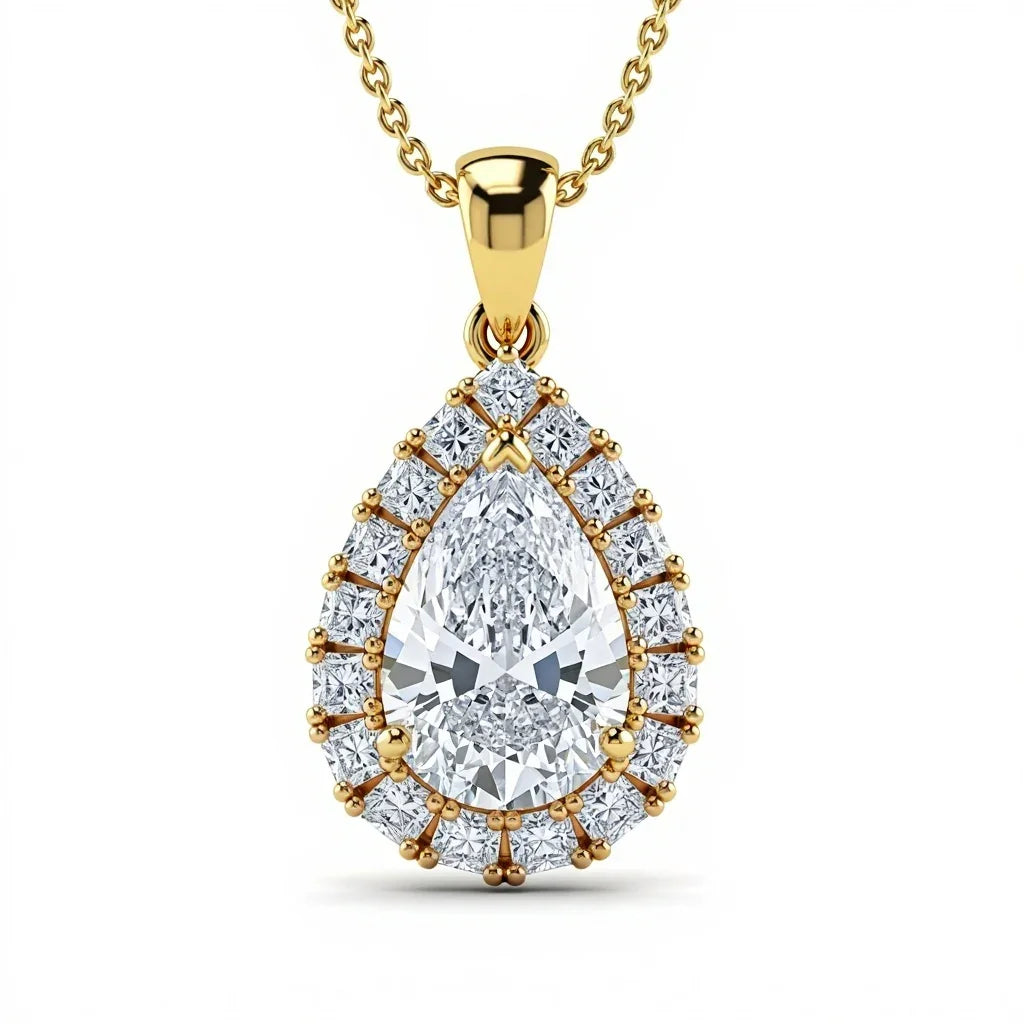 Niki Pear Shape Lab Solitaire Diamond Pendant - Jewelslane