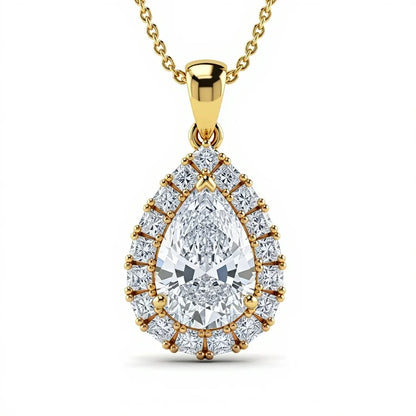Niki Pear Shape Lab Solitaire Diamond Pendant - Jewelslane