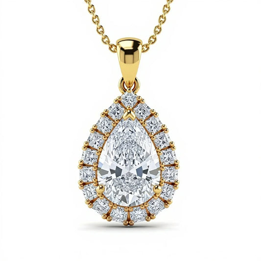 Niki Pear Shape Lab Solitaire Diamond Pendant - Jewelslane