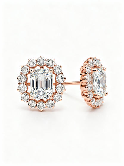 Nikita Emerald Cut Lab Diamond Solitaire Earrings - Jewelslane