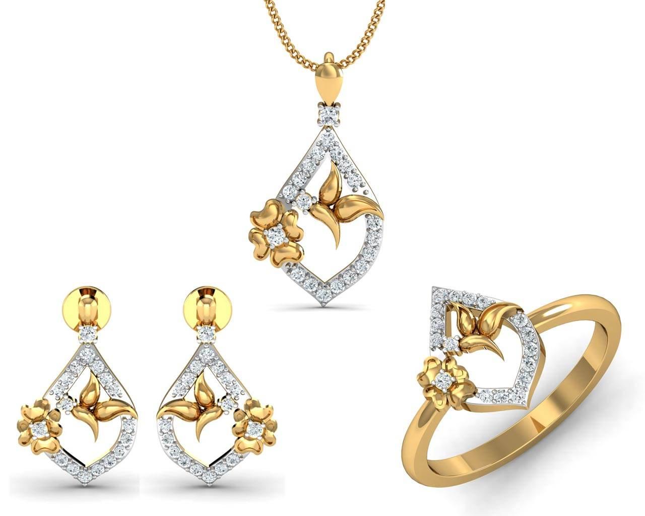 Nitya Delicate Diamond Pendant Set - Jewelslane