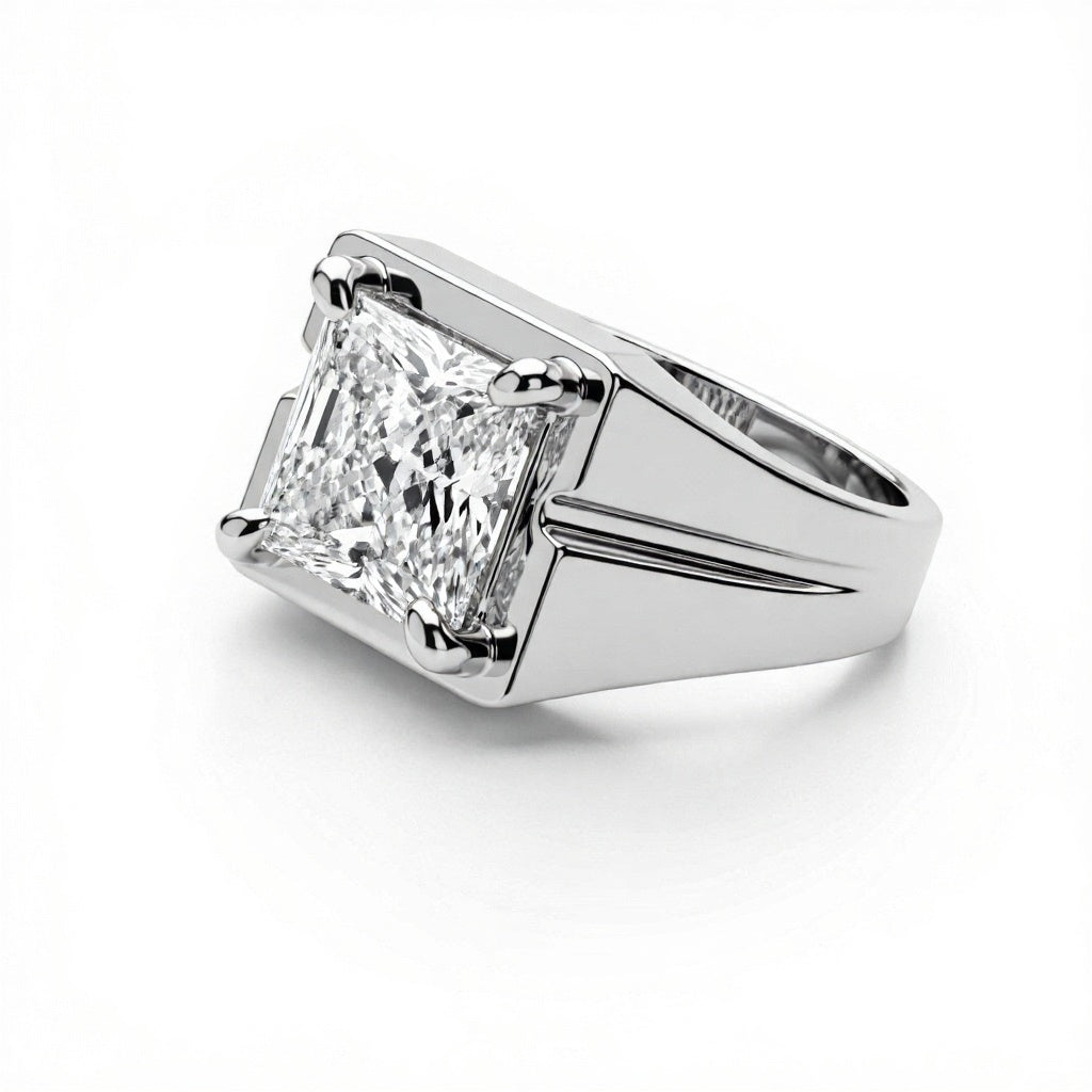 Oliver Mens Diamond Ring with Princess Cut Diamond Solitaire - jewelslane