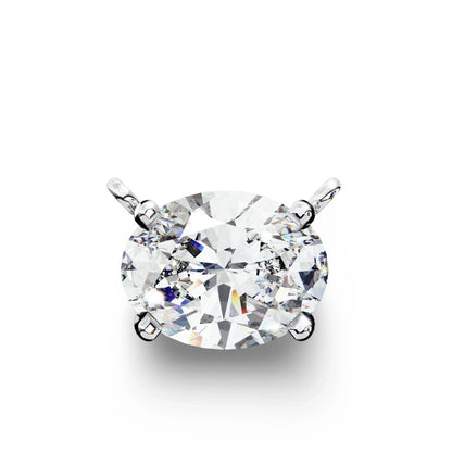 Olivia Oval Shape Lab Grown Diamond Solitaire Pendant on gold chain - Jewelslane