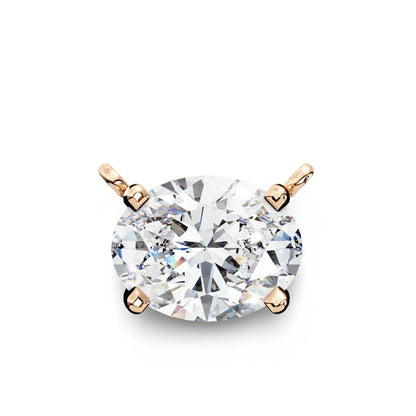 Olivia Oval Shape Lab Grown Diamond Solitaire Pendant on gold chain - Jewelslane