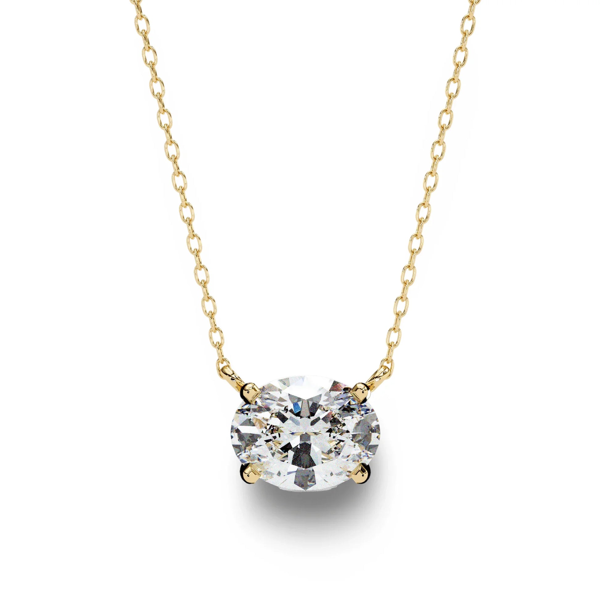 Olivia Oval Shape Lab Grown Diamond Solitaire Pendant on gold chain - Jewelslane