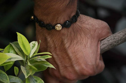 Om Gold & Black Onyx Bracelet - Jewelslane