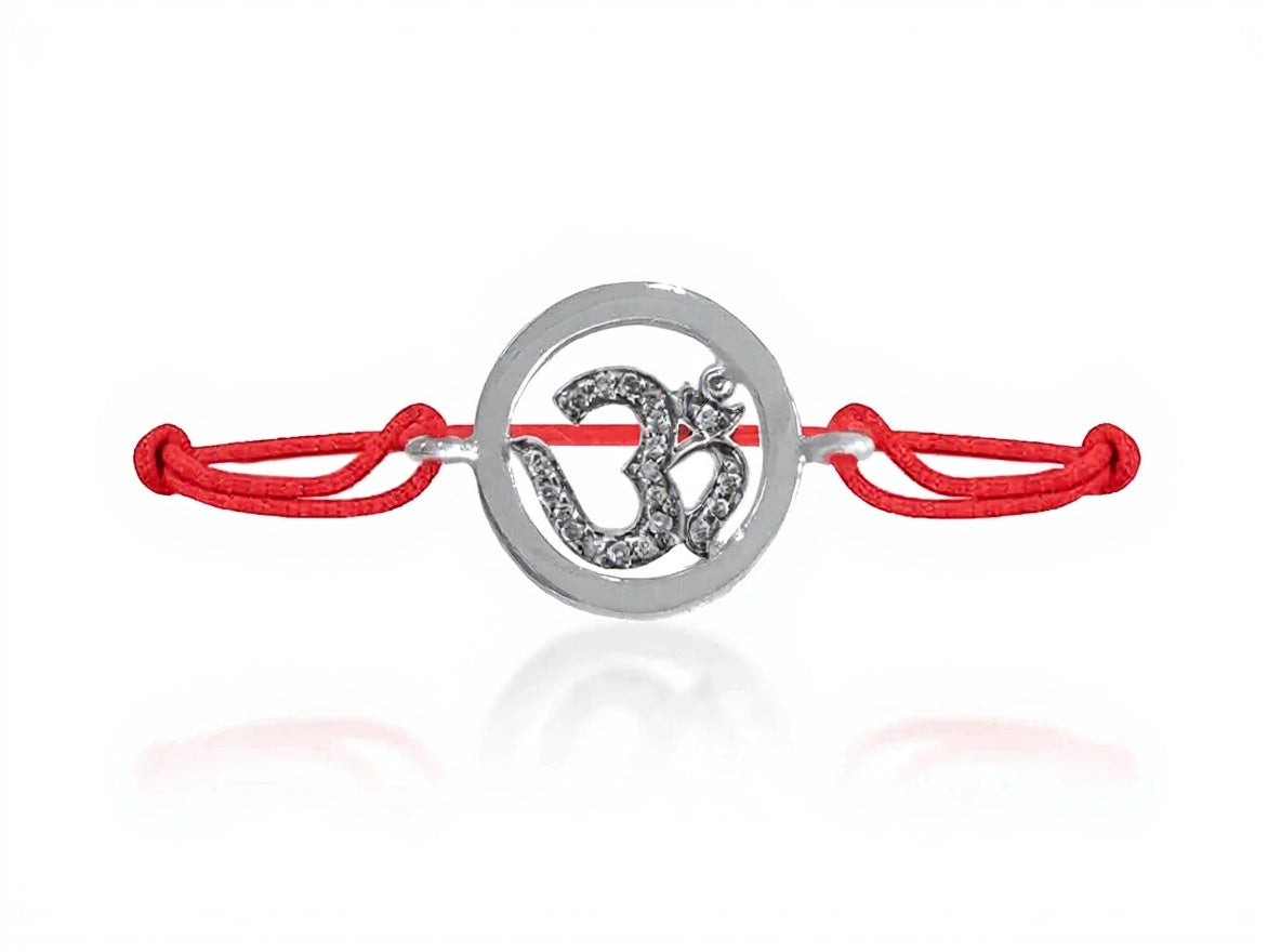 Om Bracelet Inside Diamond in Silver - Jewelslane