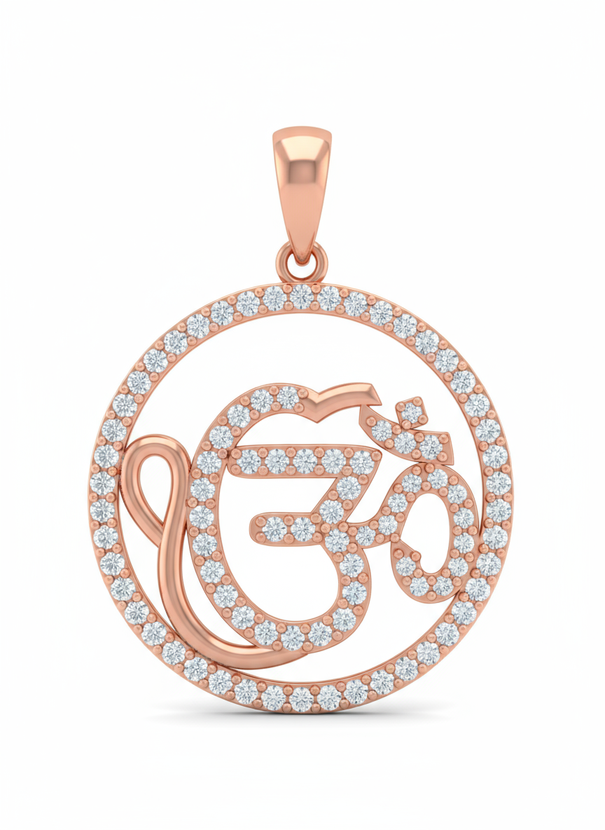 Om IK Onkaar Fusion Pendant in gold with diamonds - jewelslane