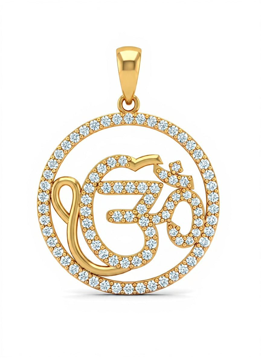 Om IK Onkaar Fusion Pendant in gold with diamonds - jewelslane