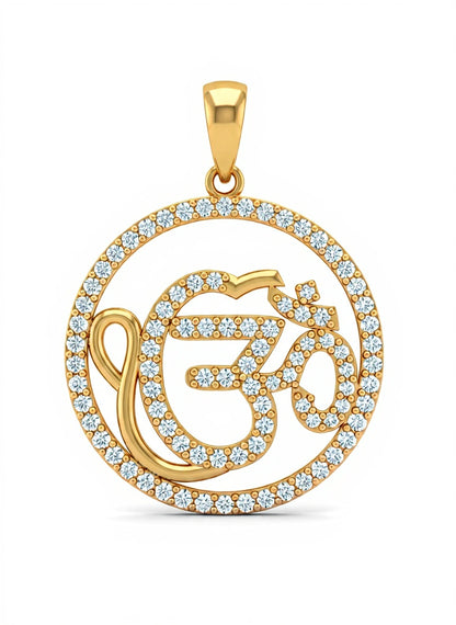 Om IK Onkaar Fusion Pendant in gold with diamonds - jewelslane