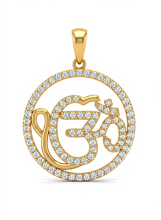 Om IK Onkaar Fusion Pendant in gold with diamonds - jewelslane