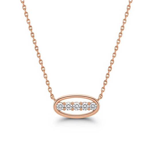 Oma Round Brilliant Lab Diamonds Oval shape pendant necklace - Jewelslane