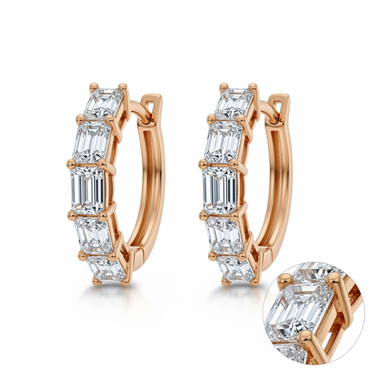 Pabla Emerald Cut Lab Grown Diamonds Hoop Earrings - Jewelslane