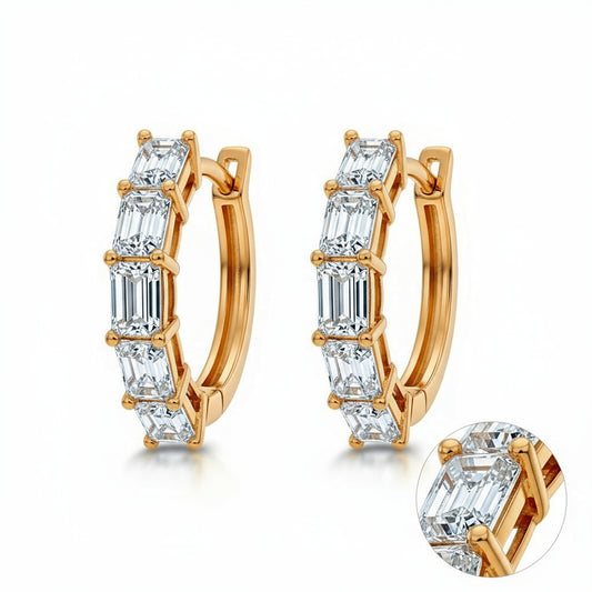 Pabla Emerald Cut Lab Grown Diamonds Hoop Earrings - Jewelslane