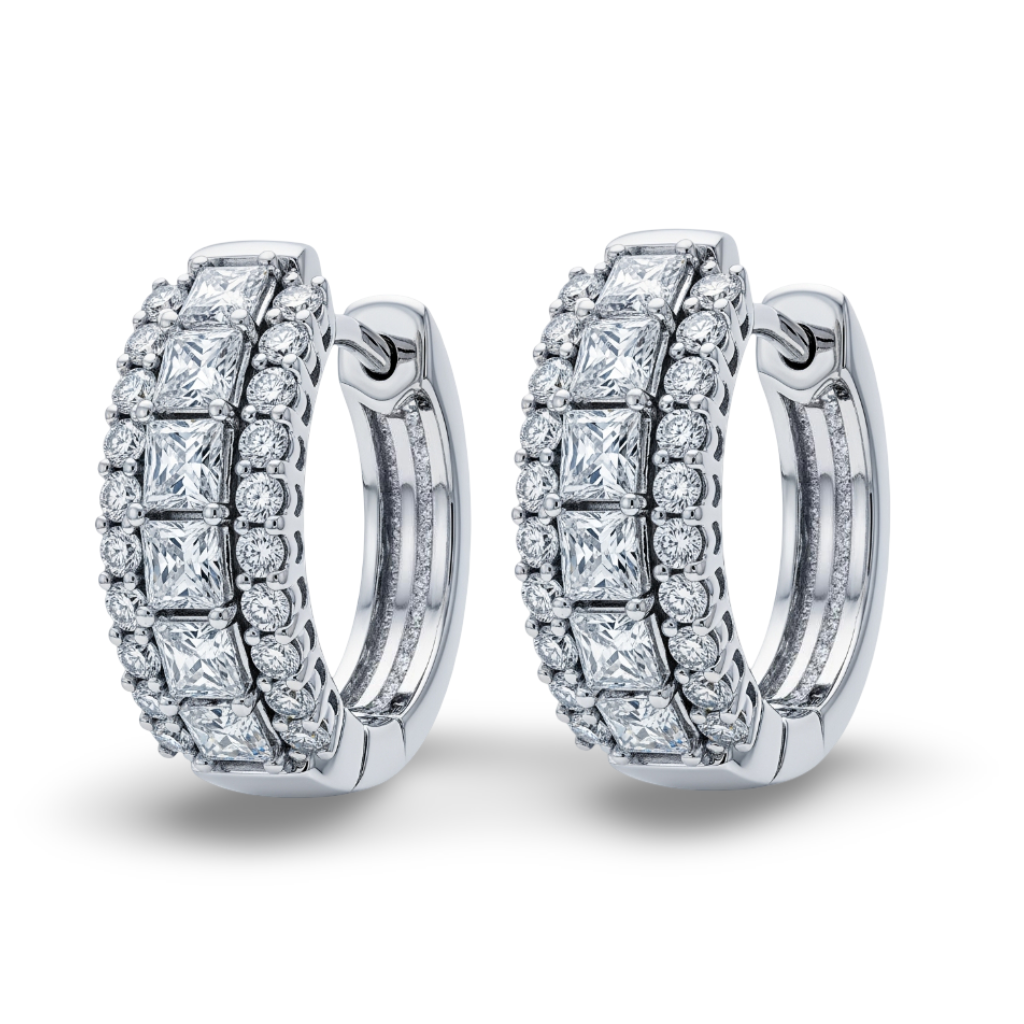 Pagan Princess Cut Lab Diamond Hoop Earrings - jewelslane