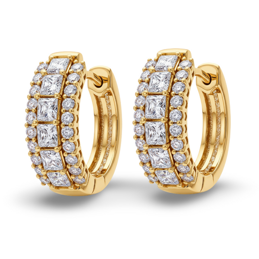 Pagan Princess Cut Lab Diamond Hoop Earrings - jewelslane