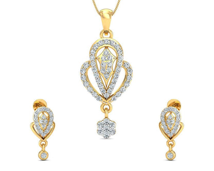 Penne Round Brilliant Diamond Pendant Set - Jewelslane