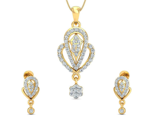 Penne Round Brilliant Diamond Pendant Set - Jewelslane
