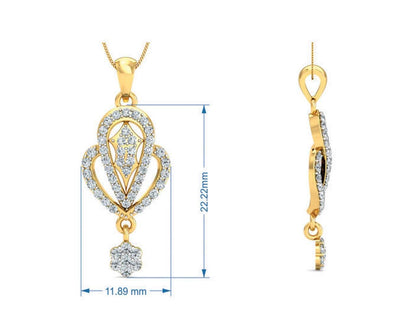 Penne Round Brilliant Diamond Pendant Set - Jewelslane