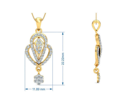 Penne Round Brilliant Diamond Pendant Set - Jewelslane