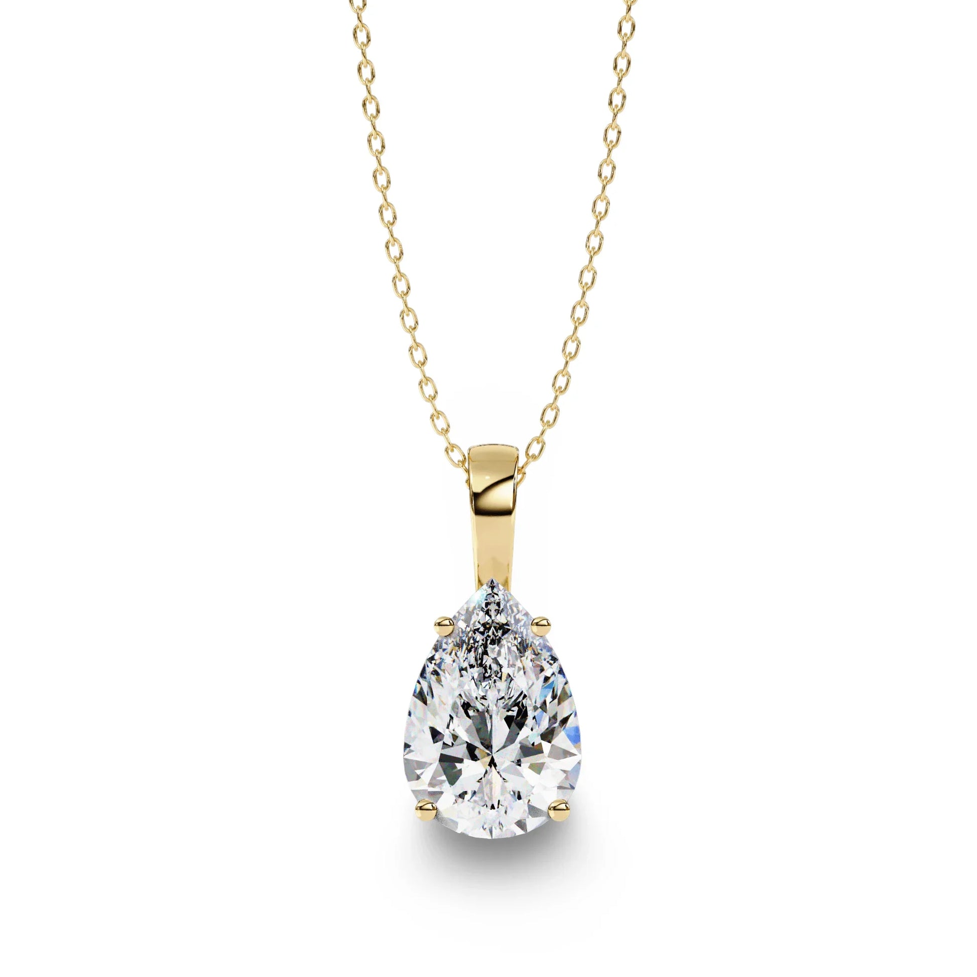 Perry Pear shape Lab Grown Diamond Solitaire Pendant in Gold - Jewelslane