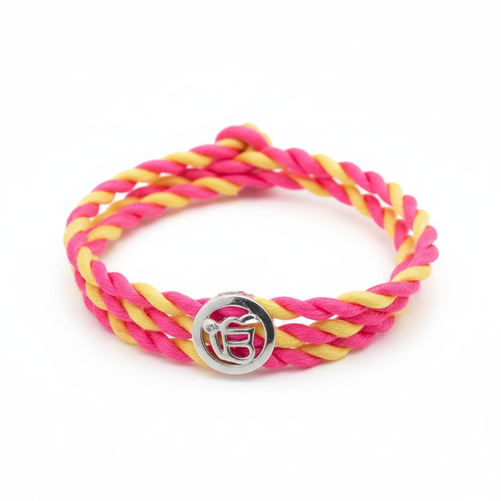 Ik Onkaar Bracelet in Silver with Diamonds on Braided Thread - Jewelsane