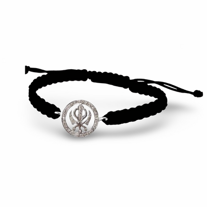 Khanda Full Diamond Bracelet in Silver