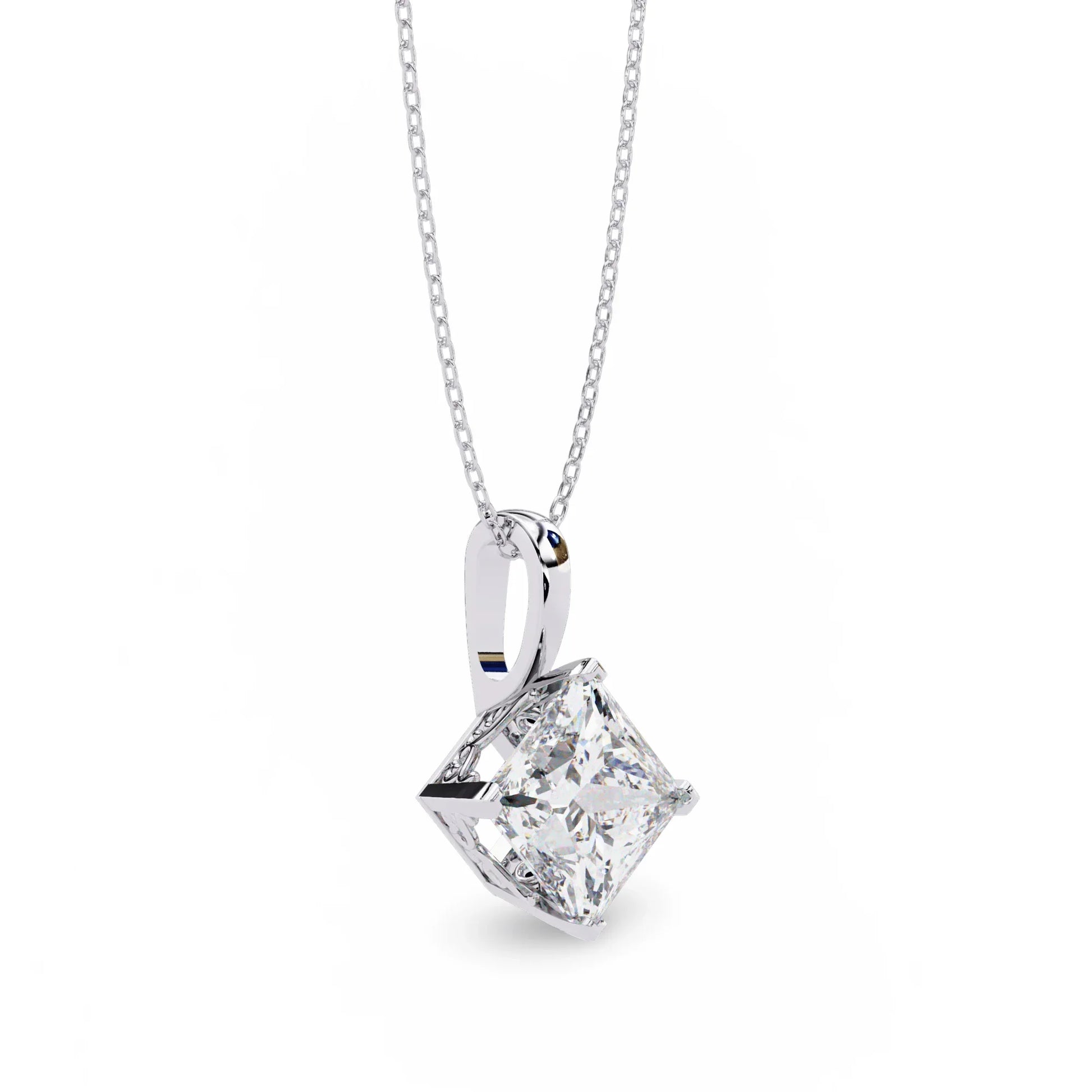 Princess Lab Grown Diamond Solitaire Pendant - Jewelslane