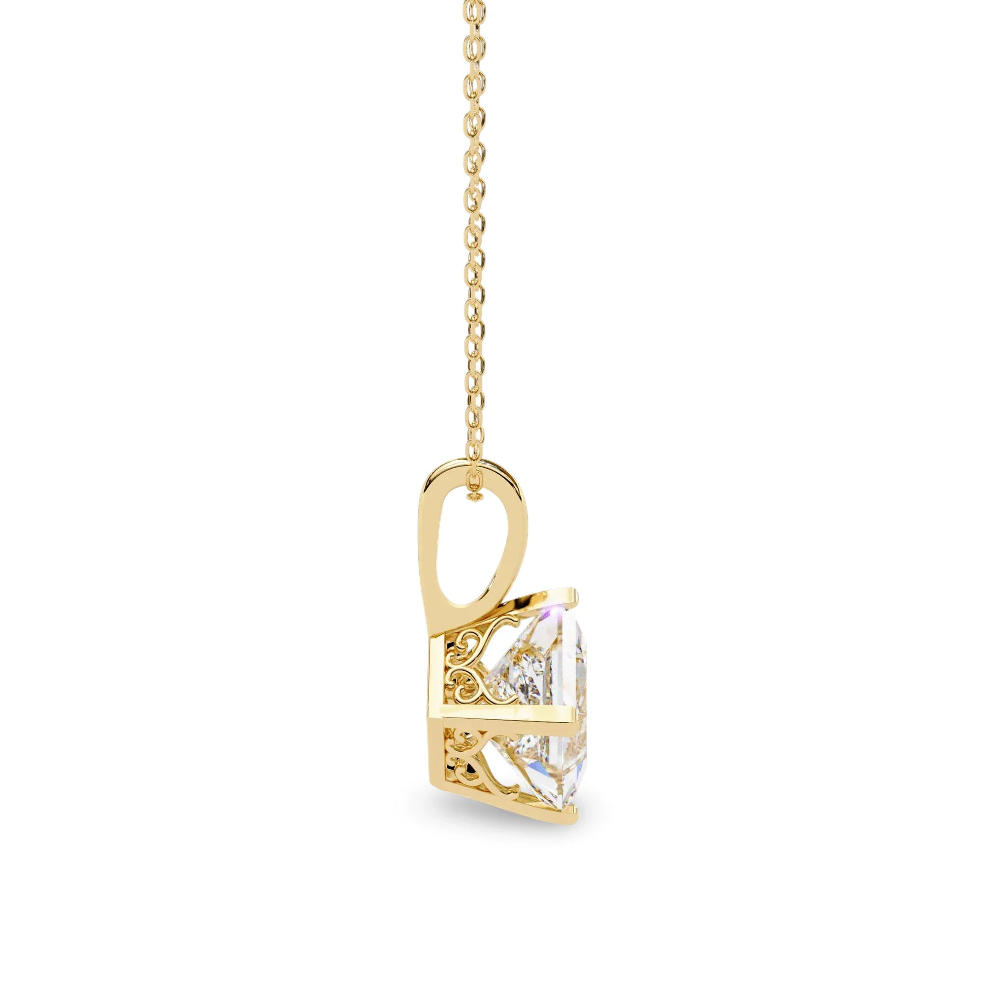 Princess Lab Grown Diamond Solitaire Pendant - Jewelslane