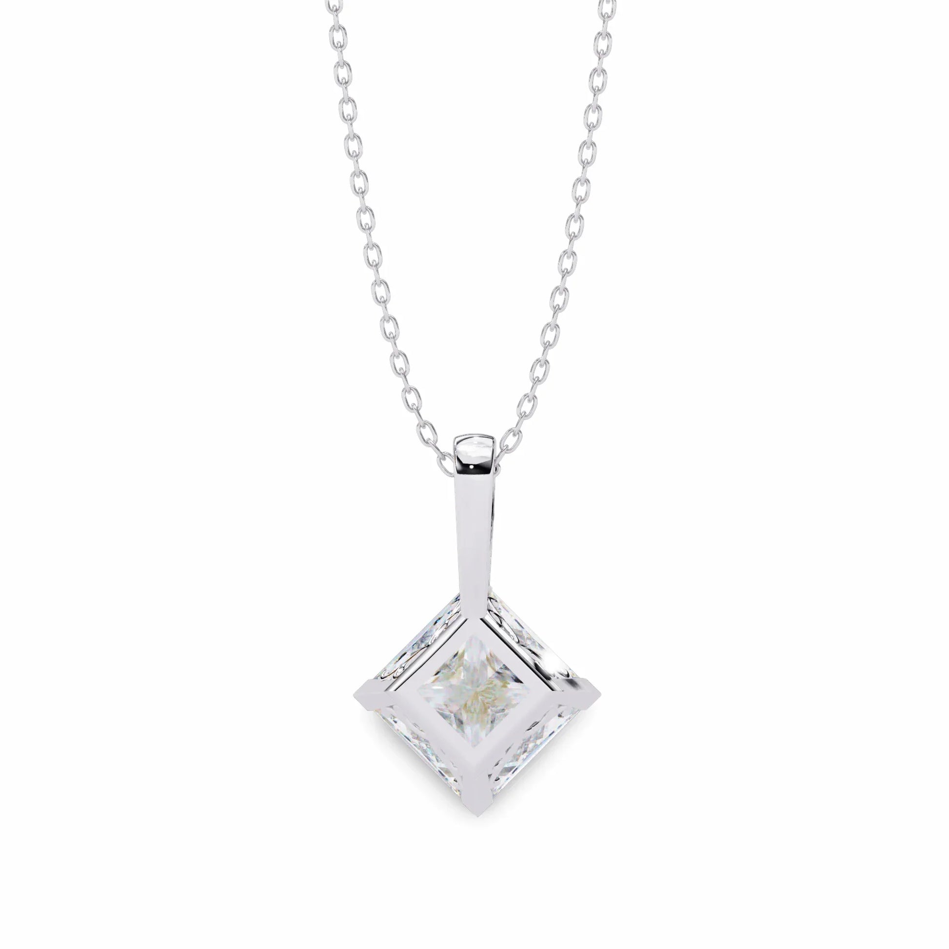Princess Lab Grown Diamond Solitaire Pendant - Jewelslane