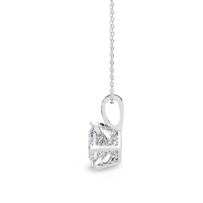 Princess Lab Grown Diamond Solitaire Pendant - Jewelslane