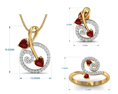 Rida Ruby & Diamond Pendant Set - Jewelslane