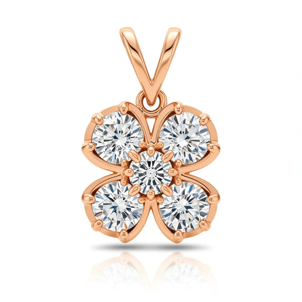 Round Brilliant Diamond Clover Pendant - Jewelslane