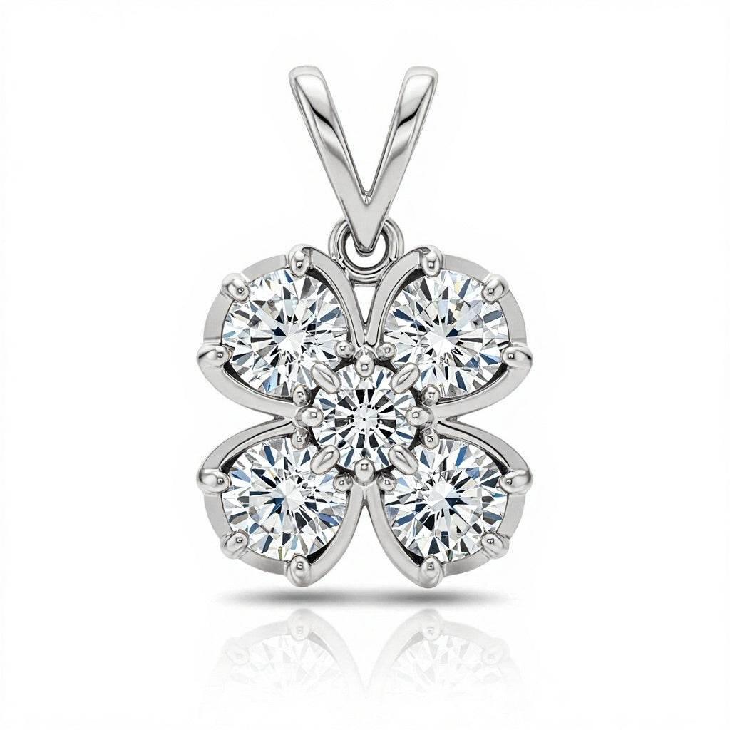 Round Brilliant Diamond Clover Pendant - Jewelslane