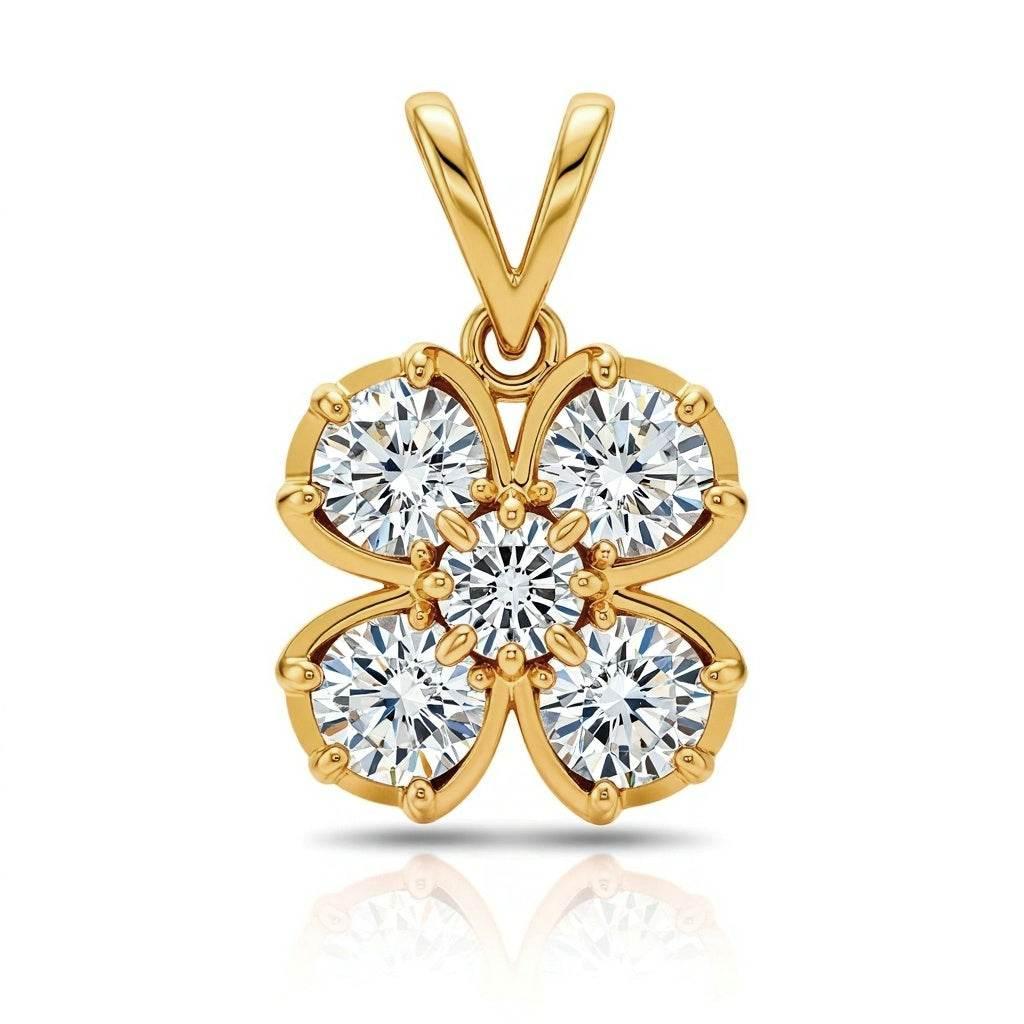 Round Brilliant Diamond Clover Pendant - Jewelslane
