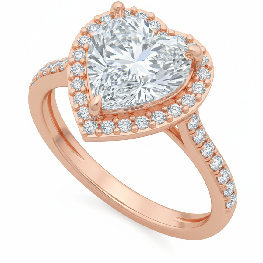Sabia Heart Shape Lab Diamond Solitaire Ring - Jewelslane