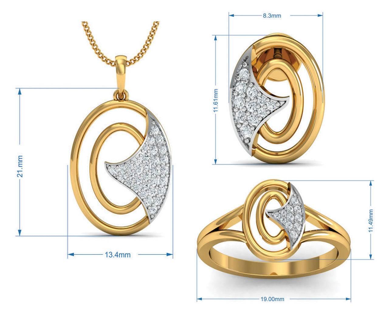 Aarya Diamond Pendant Set - Jewelslane