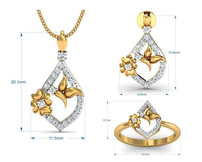 Nitya Delicate Diamond Pendant Set - Jewelslane