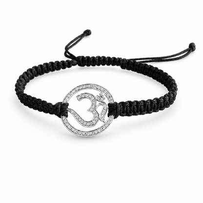 Aumkaara full diamond Om Bracelet in Silver 20mm size