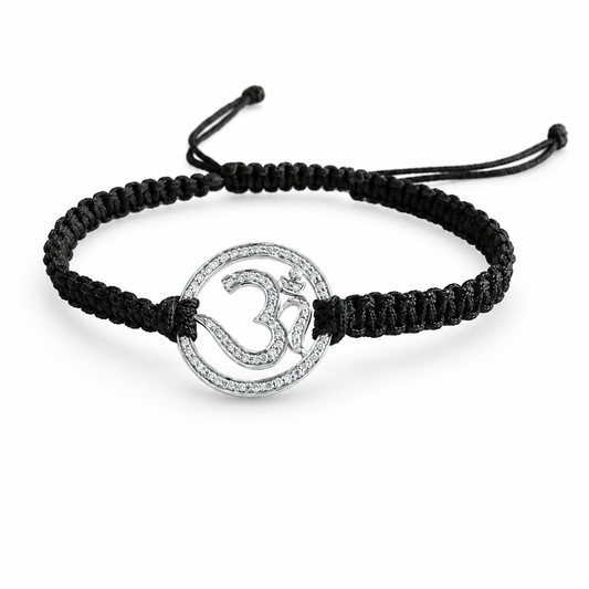 Aumkaara full diamond Om Bracelet in Silver 20mm size