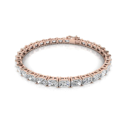 Sonya Radiant cut Lab Grown solitaire diamonds tennis bracelet in gold - Jewelslane