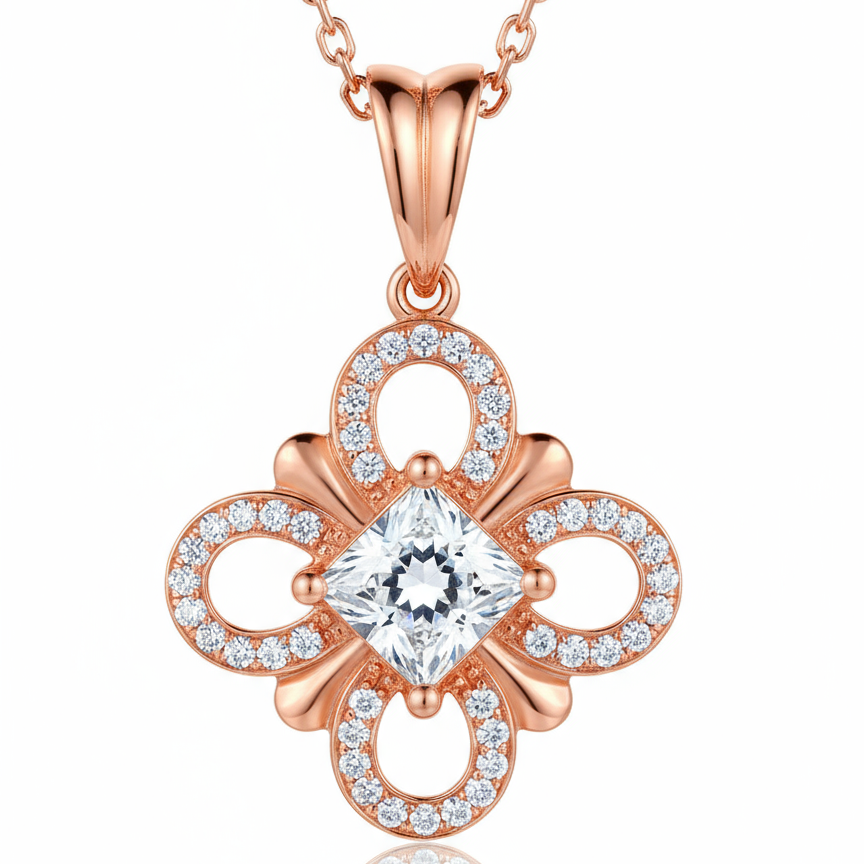 Tara Princess Cut Lab Diamond Solitaire Pendant - Jewelslane