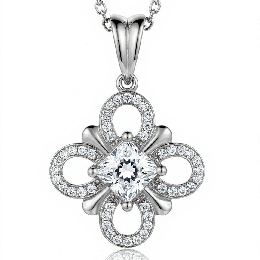 Tara Princess Cut Lab Diamond Solitaire Pendant - Jewelslane